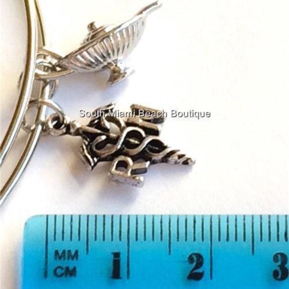 Nursing RN Caduceus Charm Bracelet Nightingale Lamp Nurse Graduation Gift - Picture 9 of 9